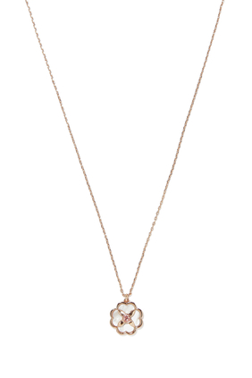 Heritage Bloom Pendant Necklace, Plated Metal With Mother of Pearl & Cubic Zirconia